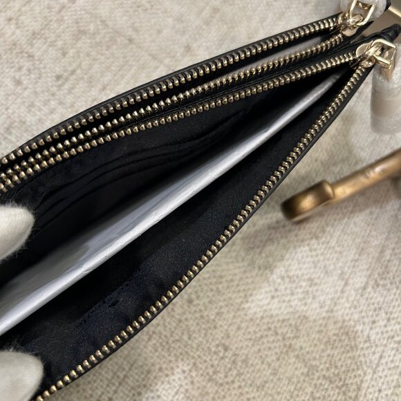 Kate Spade Madison Saffiano Leather Double Zip Wristlet in Polished Black - Picture 6 of 7